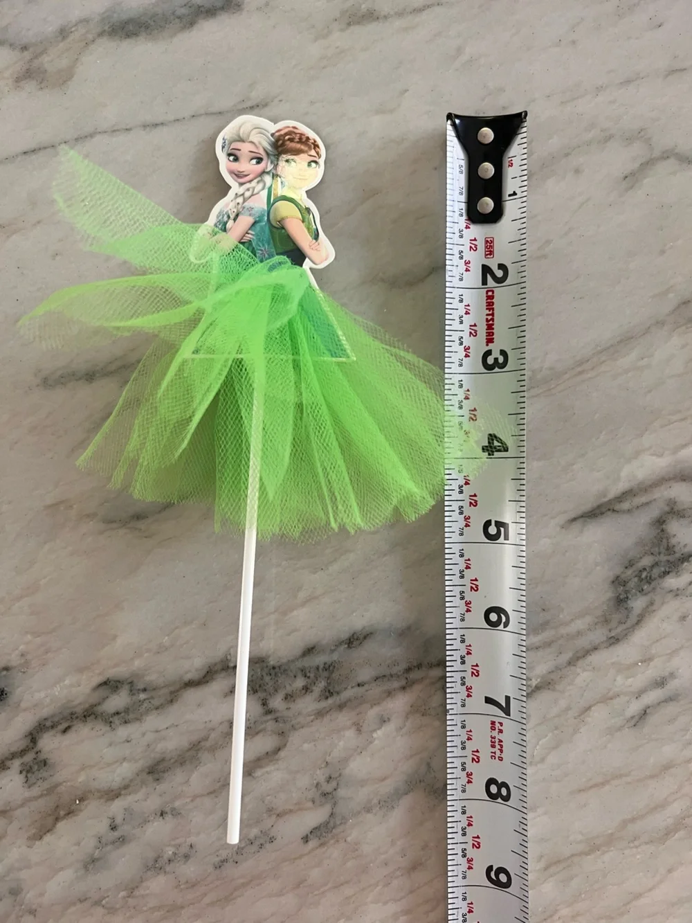 Green Tulle Party Cake Topper - Frozen Characters 8 inches